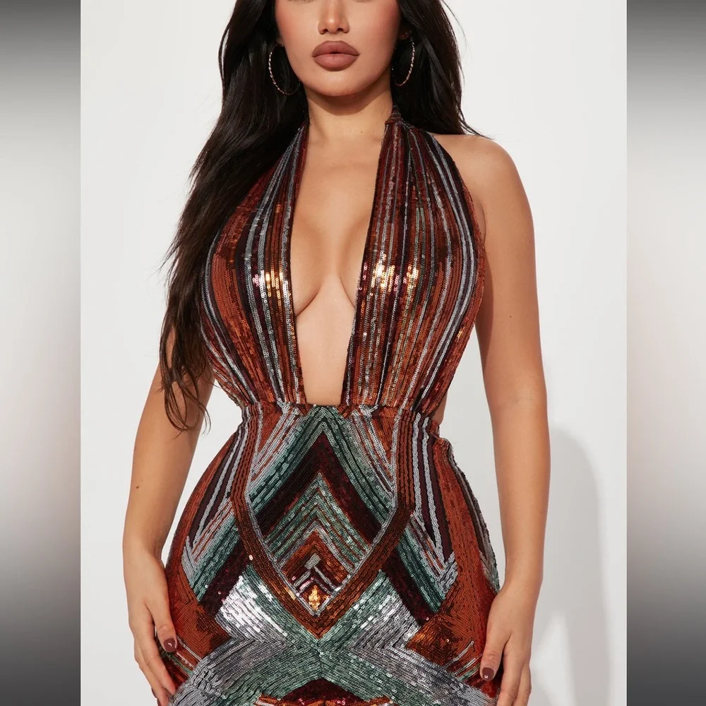 Fashion Nova Multicolor Sequin Dress - Picture 2 of 6